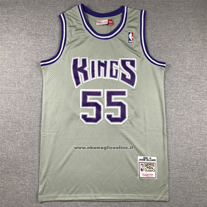 Maglia Sacramento Kings Jason Williams #55 Mitchell & Ness 2000-01 Grigio
